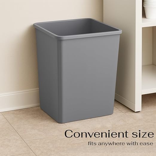 23 Gallon Green Square Plastic Trash Can Heavy Duty | Indoor Outdoor Commercial Waste Container with Optional Lid for Restaurants Parks Schools Public Spaces