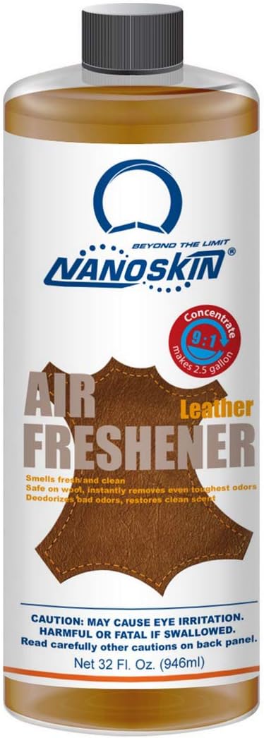 Nanoskin Concentrated Air Freshener – LEATHER - Emits Fragrant Scent with Odor Eliminator into The Air to Freshen Interior | Adjustable Dilution up to 9:1 | For Automotive Home Office &amp More