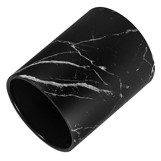 Marble Pattern Trash Can Double-Layer Round Plastic Wastebasket for Living Room Kitchen and Bathroom Lidless Design Stylish Garbage Container for Home and Office