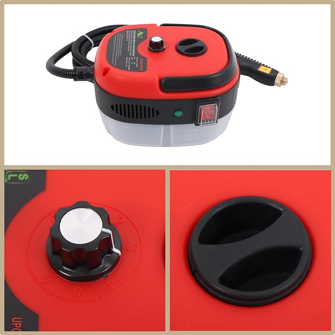 2500W 1000ml 110V Red Small Portable High-temperature and High-pressure Steam Cleaner with Brush for Kitchens Toilets and Car Interiors