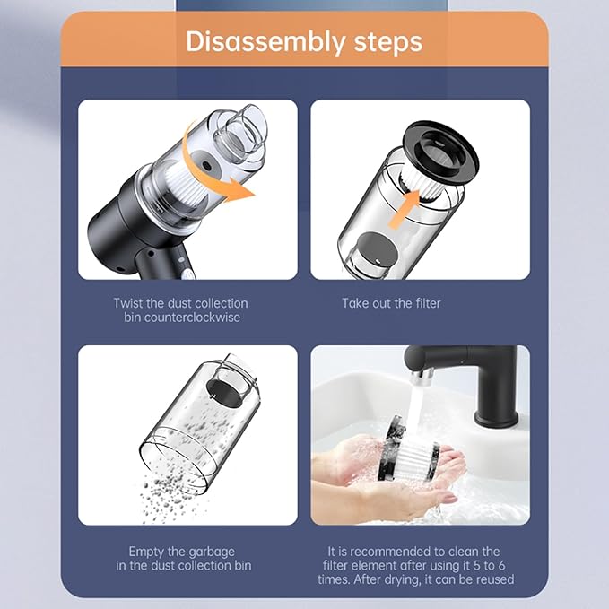 Car Cleaner Brushless Motor with LED Light Vacuum Low Noise Cordless Compressed Air Duster Keyboard Cleaner