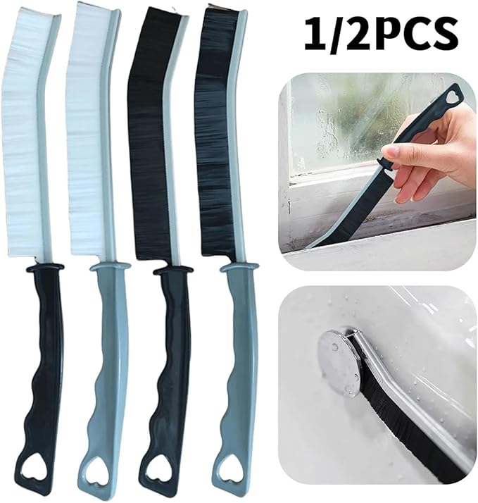 Grout Gap Cleaning Brush Long Slit Brush Household Cleaning Tool Kitchen Bathroom Window Tile Joints Dead Angle Hard Bristle(Black White 2PCS)