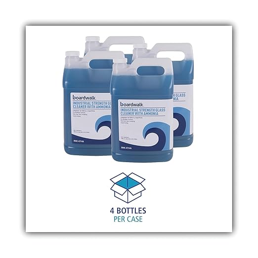 Boardwalk BWK3714A Industrial Strength Glass Cleaner with Ammonia 1 Gal Bottle (Case of 4)