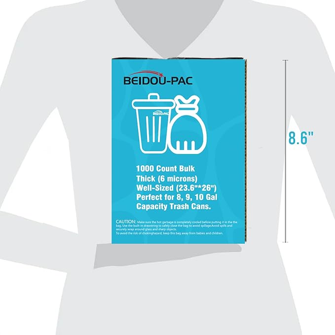 Trash Bags 8-10 Gallon 1000 Count Bulk Value Pack Clear Plastic Recycling Bags Multi-purpose Garbage Bags Can Liners for Business Home Kitchen Commercial and Industrial