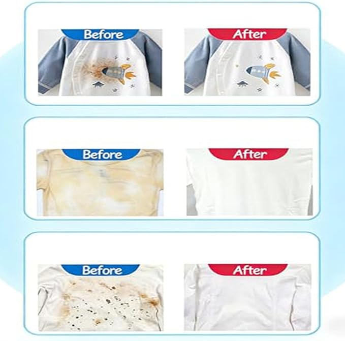 Hyper Concentrated Active Oxygen Laundry Powder 500g Chlorine-Free Formula Removes Milk Sweat Oil Stains Gentle &amp Safe Protects Fabric and Skin Color-Safe Deep Stain Remover for Clothes (1PCS)