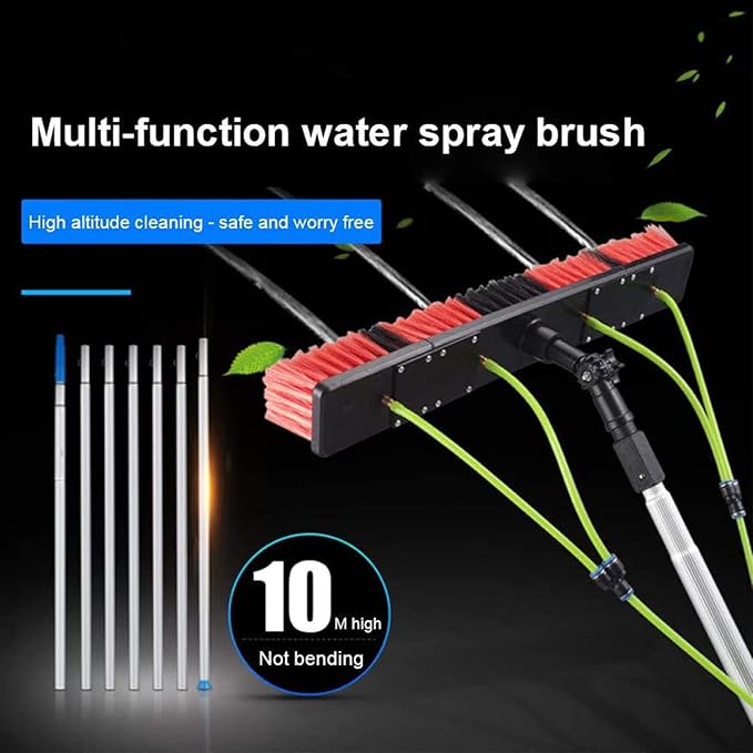 Outdoor Window Cleaning Pole Water Fed Telescopic Brush Window Glass Cleaner Photovoltaic Solar Panel Cleaning Kit Washing Equipment Scrubber Brush Hose Spray (Size:9M) (7M)