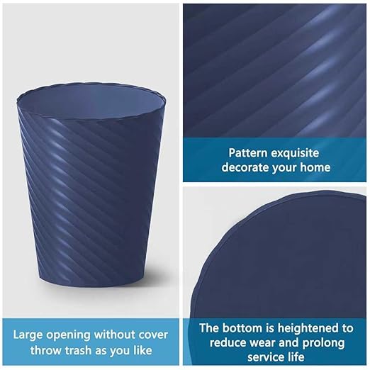 Lysam Bathroom Trash Can 3 Pack 1.8 Gallons Small Trash Can with Trash Bags Bathroom Garbage Can Plastic Trash Bin Round Waste Basket for Bedroom Office Room (White Blue Grey)