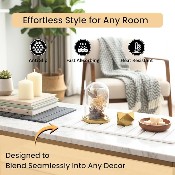 2-In-1 Stone Dish Drying Mat Set For Kitchen Counter/Large Bath Mat.Diatomite Mat Set Includes:1-Large Drying Mat (23.6Lx15.3W)&amp1-Faucet Mat (23.6Lx4W) PLEASE MAKE SURE TO MEASURE BEFORE PURCH