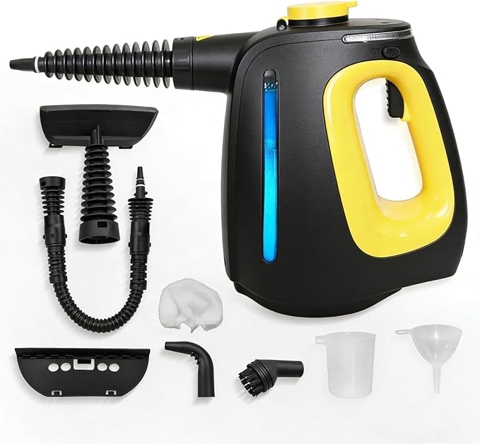Steam Cleaner Pressurized Handheld Steam Cleaner for Home 1350W with 10-Piece Accessory Set. 530ML Large Capacity Natural Multipurpose Portable Steamer with Safety Lock for Bathroom Home.