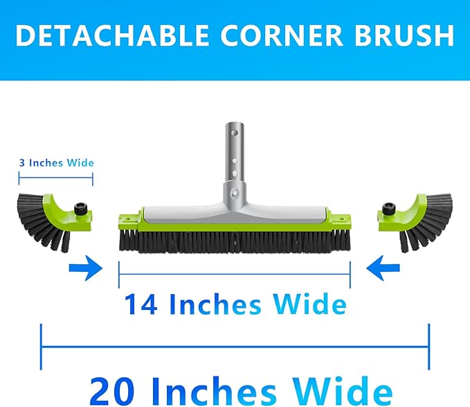 Sepetrel 20” Pool Brush Head for Cleaning WallsHeavy Duty Inground/Above Ground Swimming Pool Scrub Brushes with Premium Strong Bristle &amp Reinforced Aluminium Back