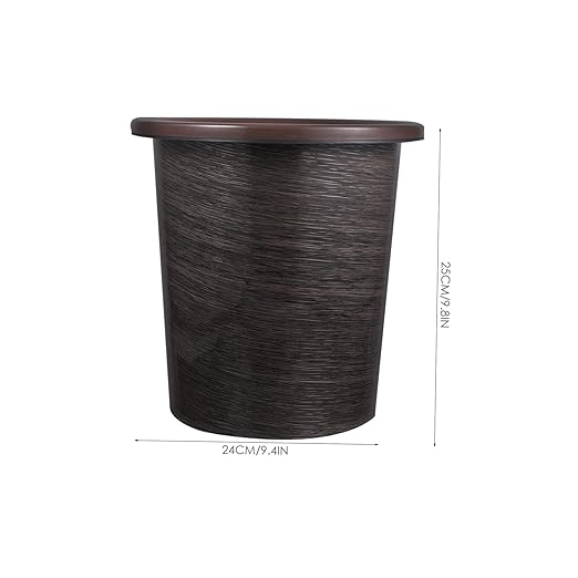 PRETYZOOM 2pcs Vintage Wood Grain Waste Baskets Practical Round Trash Containers for Home Thickened Material Stylish Design Easy to Clean
