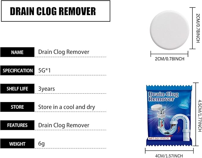 Drain Cleaning Effervescent Tablets | Unclog Deodorize &amp Prevent Blockages in Sinks Toilets Showers &amp More(30PCS)