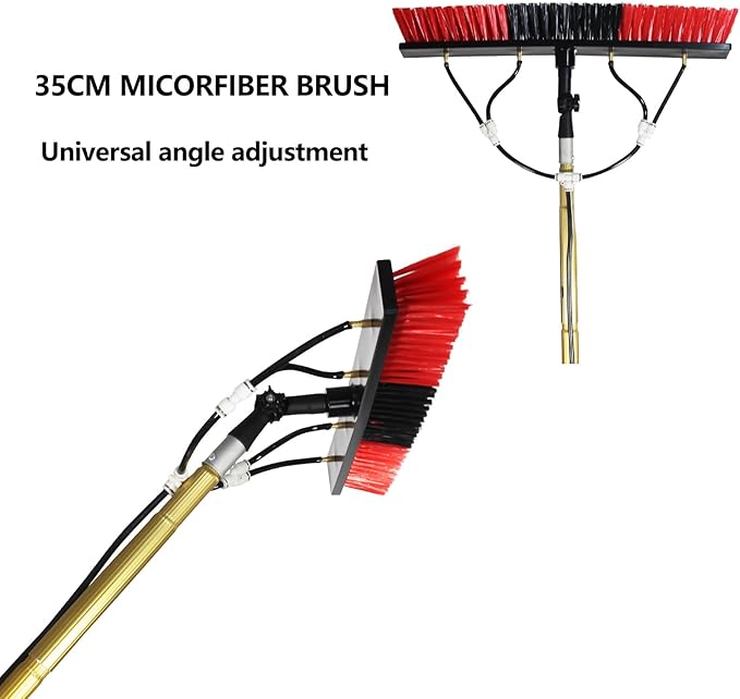 Solar Panel Washing Equipment Solar Panel Cleaning Brush &amp Pole Kit Window Cleaner Water Power Solar Photovoltaic Cleaning Brush with Titanium Alloy Wand Angle Rotatable