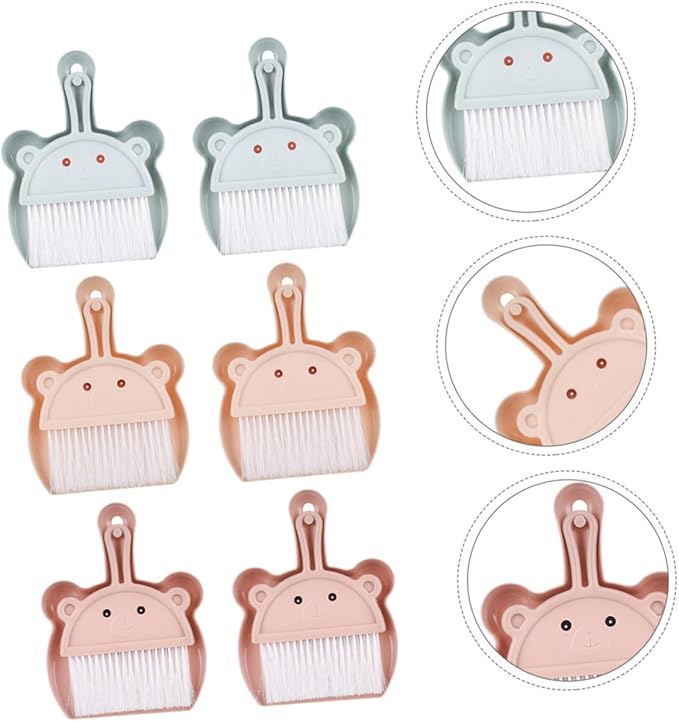 Small Broom and Dustpan Set 6pcs Mini Desktop Cleaning Brush Combo Portable Handheld Dustpan and Brush for Keyboard Bookshelf Office and Home Use