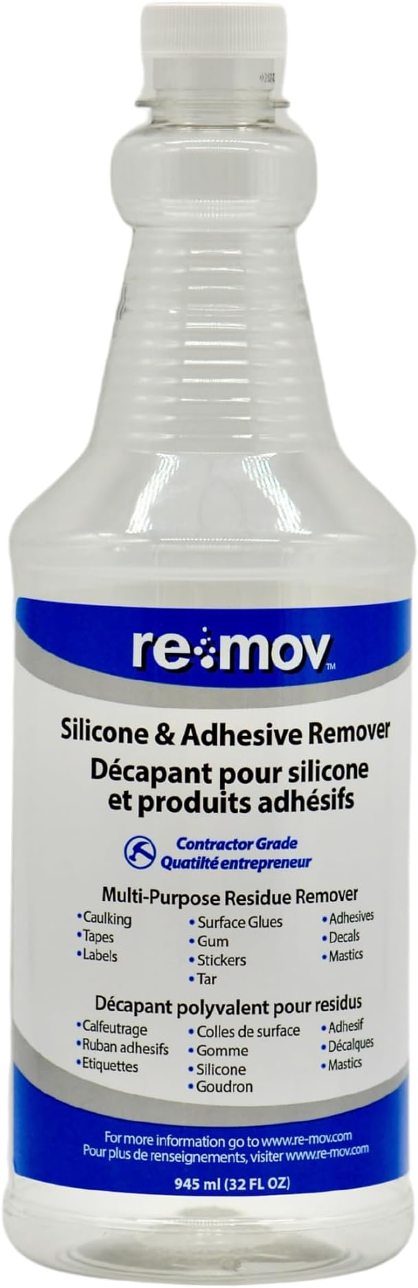 Silicone &amp Adhesive Remover – 32 oz Quart Spray Bottle | Heavy-Duty Cleaner for Caulk Tape Glue Stickers &amp More | Safe on Most Surfaces | Industrial-Strength Residue &amp Adhesive Remover