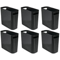 mDesign Plastic Small Trash Can 1.5 Gallon/5.7-Liter Wastebasket Narrow Garbage Bin Handles for Bathroom Laundry Home Office - Holds Waste Recycling 10 High Aura Collection 6 Pack Black