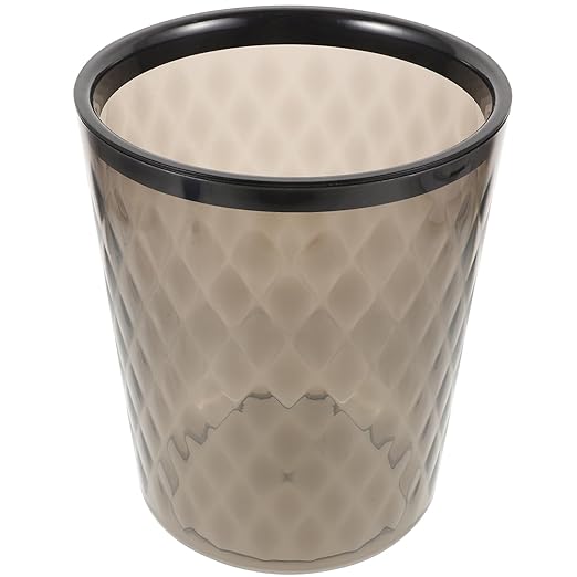ARTIBETTER Trash Can Wastebasket Plastic Kitchen Wastebasket with Pressing Ring Compact Dark for Home Office Bathroom Bedroom