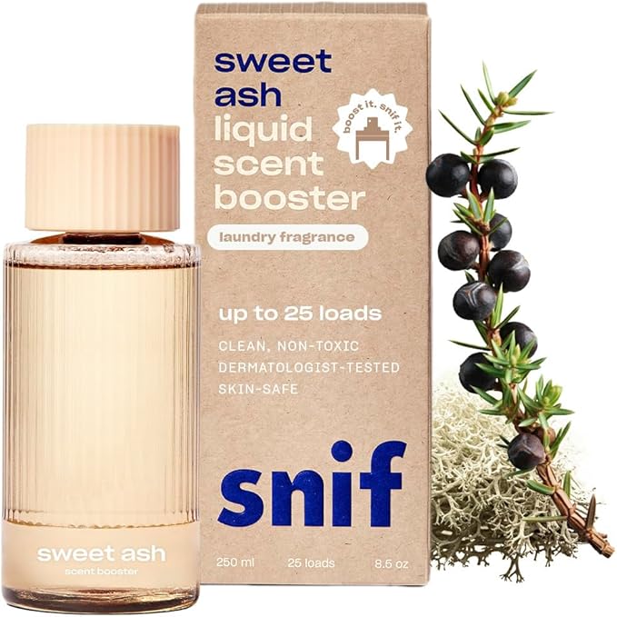 Snif Sweet Ash Scent Booster Low Key Sweet and Earthy Scent 25 Loads Non-Irritating to Skin Clean Non-Toxic Vegan Cruelty Free 8.5oz