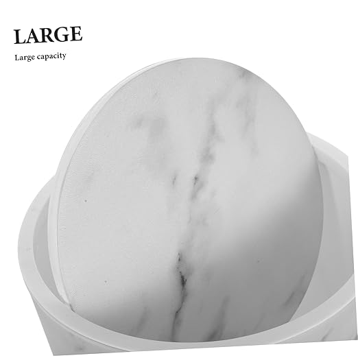 Large Swing-top Trash Can with Lid Elegant Marble Pattern Wastebasket for Bathroom Bedroom Kitchen and Office Spacious Garbage Container for Home Use