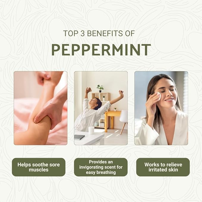 Peppermint Essential Oil - Direct from Norex Flavours India - Steam Distilled - Aceite Esencial de Menta for Aromatherapy Massage Diffuser DIY Candle and Soap Making - 2lbs
