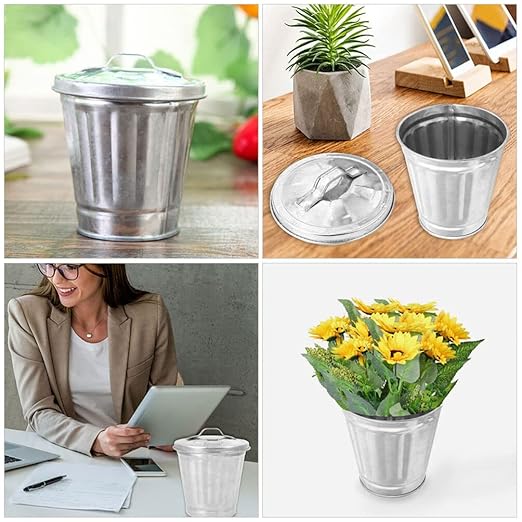 Mini Desktop Trash can with Lid 3.74 Inch Small Garbage Bin Compact Waste Basket for Home Office Bedroom Table Storage Organizer 4 Pack