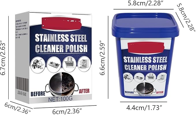 Stainless Steel Cleaning Paste - Rust Removal Stain Cleaning Antioxidant Protection For Kitchen Cookware Stove And Pot Bottoms(2PCS)