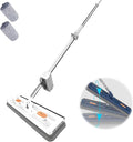 Large Flat Mop - Magic Mop 360° Wall Cleaning with Long Handle Stainless Steel Long Handle with 2/4 Microfiber Pads for Floors Corner Window 12027(White Mop+2 Rag)