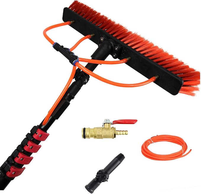 Window Cleaning Pole Water Fed Telescopic Brush Extendable Cleaner Conservatory Roof Cleaning Photovoltaic and Solar Panels 12FT-35FT19FT/6M (35FT/10.8M)