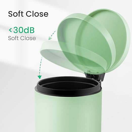 Cesun 1.2 Gallons Small Green Trash Can Bathroom Garbage Can with Lid and Foot Pedal Mini Round Wastebasket for Bathroom Bedroom Office 4.5 Liters / 1.2 Gallons Green