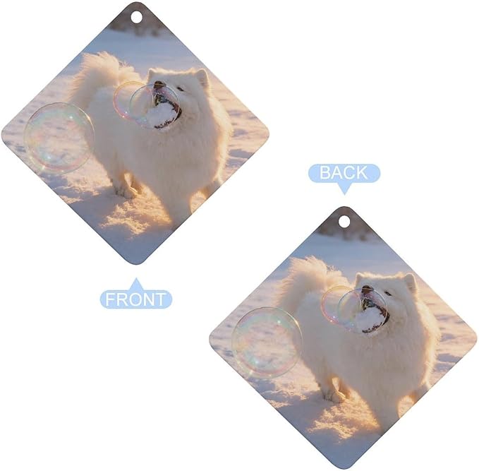 5PCS Car Air Freshener Hanging Personalized Double Sided Snowy Samoyed Car Fresheners Long Lasting New Cars Scents Cute Automotive Freshies for Closets Drawers (tea)