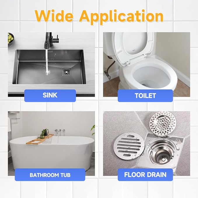 2025 Upgrade Sink and Drain Cleaner Powerful Sink Drain Cleaner Multi-functional Drains Cleaners Fast Foaming for Kitchen Toilet Pipeline Quick Cleaning Tool (2PCS)
