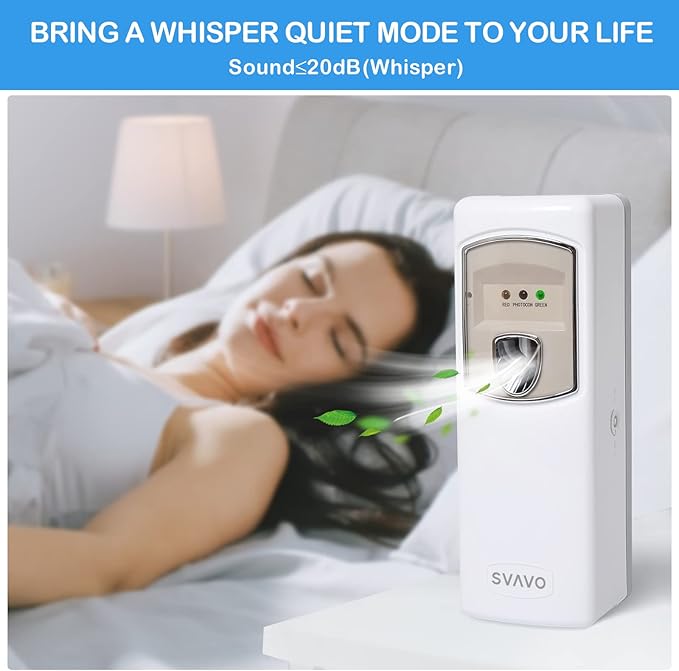 SVAVO Automatic Air Freshener Dispenser - Wall Mounted/Free Standing Auto Aerosol Spray Dispenser Programmable Fragrance Dispenser for Indoor-Bedroom Hotel Office Commercial Place White