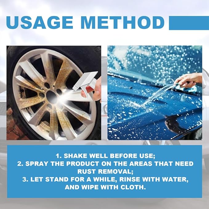 Car Rust &amp Iron Particle Remover Spray Fast Acting Heavy Duty Metal Cleaner Rust Remover Spray for Removing Rust and Iron Particles From Cars Tools Bolts &amp More Remover (2)