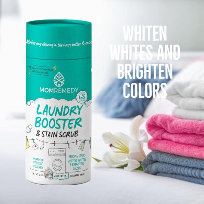 Laundry Booster and Stain Remover Scrub MomRemedy Oxygen Whitener Whiten Whites and Brighten Colors Remove Stains Household Cleaning Scrub Chlorine Bleach Free