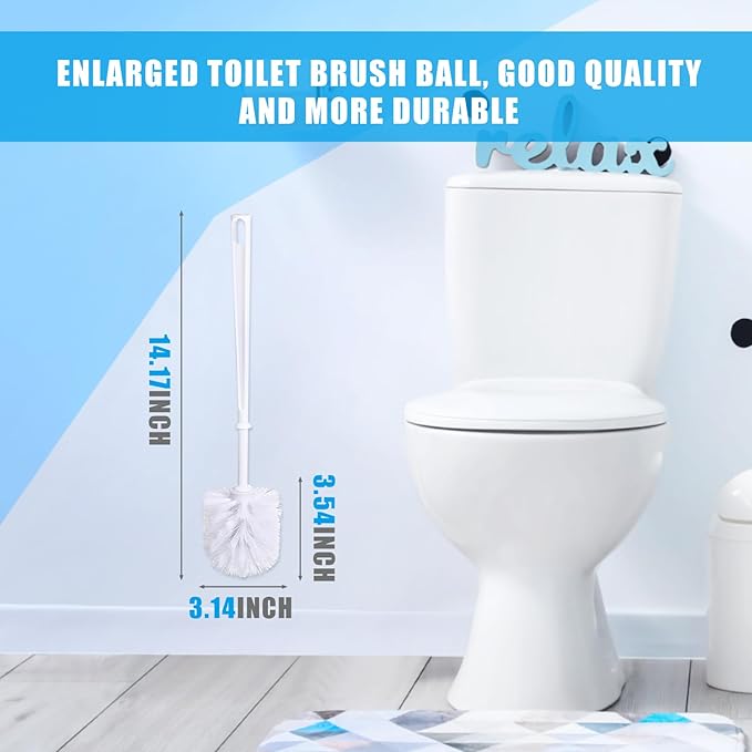 Mimorou 25 Pcs White Toilet Brush Bathroom Toilet Bowl Brush Soft Bristle Long Handle Plastic Toilet Scrubber for Bathroom