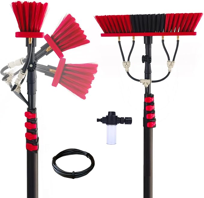 Telescopic Window Cleaning Pole Water Fed Kit Extendable Window Cleaning Brush Equipment for Roof Cleaner Glass Outdoor Solar Panel