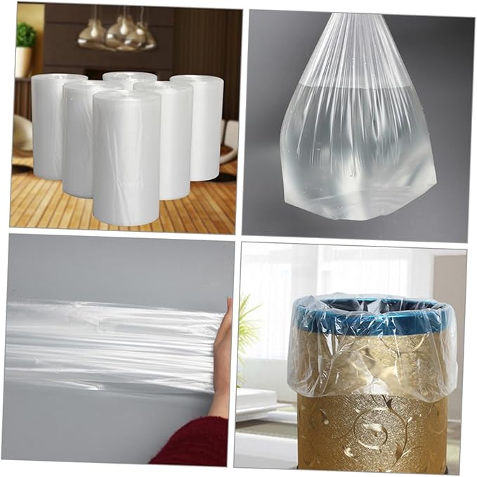 Veemoon 6 Rolls Thickened Plastic Trash Bags for Bathroom Bedroom and Kitchen Wastebaskets 45x50cm Flat Open Garbage Liners with Perforated Tear Feature Multipurpose Home Use
