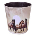 10L/2.64 Gallon PU Leather Trash Can Waterproof Decorative Paper Basket for Bedroom Bathroom - (Horse Pattern A)