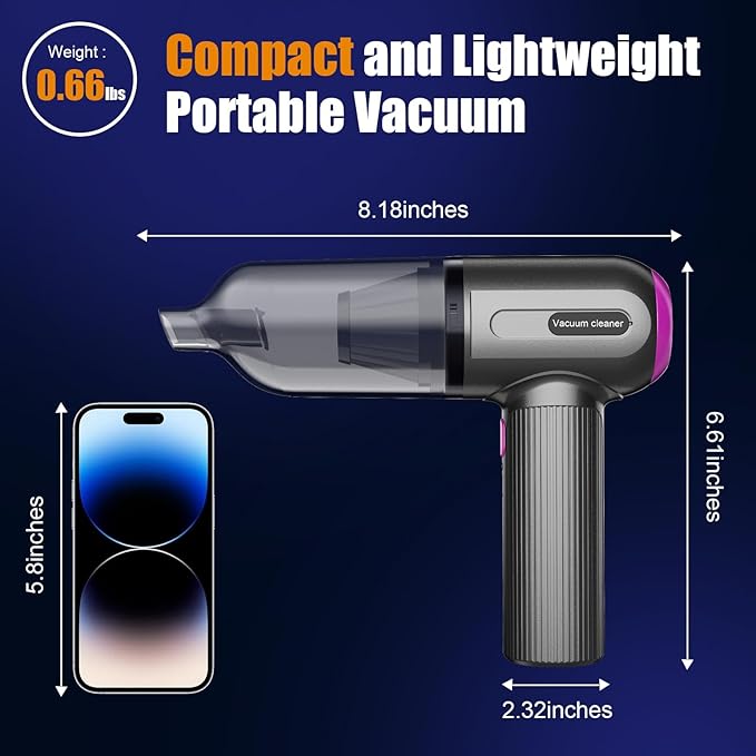 7000Pa Mini Vacuum Cleaner: Handheld Vacuum &amp Electronics Duster &amp Hand Pump Cordless Keyboard Vac 3-Gear Compressed Air Blower for Computer Sewing Machine Laptop Car Home Office