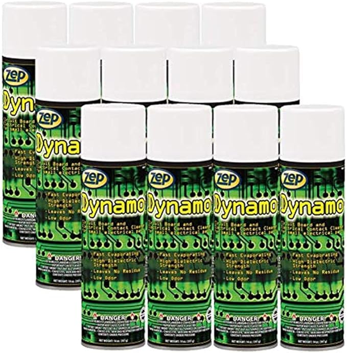 Zep Dynamo Circuit Board and Electrical Contact Cleaner - 14 oz (Case of 12) 35001 - Fast Evaporating High Dielectric Strength Leaves No Residue Low Odor