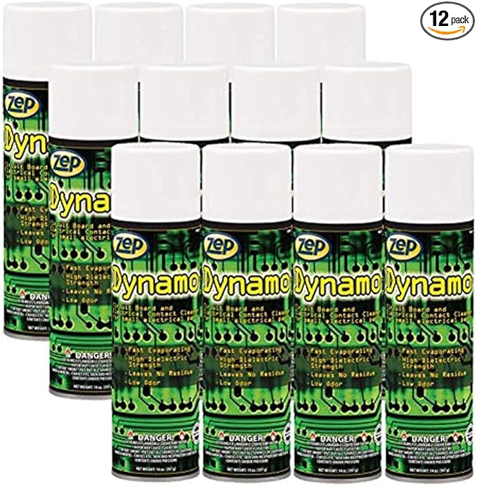 Zep Dynamo Circuit Board and Electrical Contact Cleaner - 14 oz (Case of 12) 35001 - Fast Evaporating High Dielectric Strength Leaves No Residue Low Odor