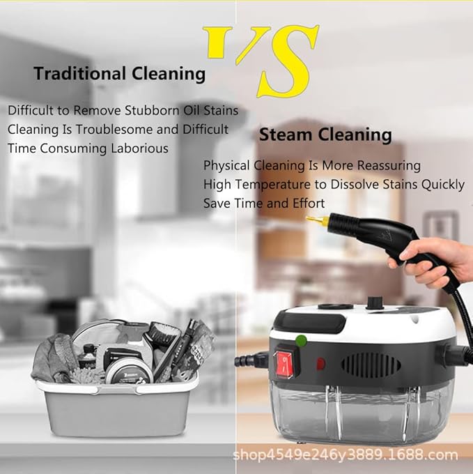 2500W High Pressure High Temperature Steam Cleaner Portable High Pressure Steam Cleaning Machine Powerful Handheld Home Use Steam Cleaner for Kitchen Grease Furniture Bathroom Car (White)