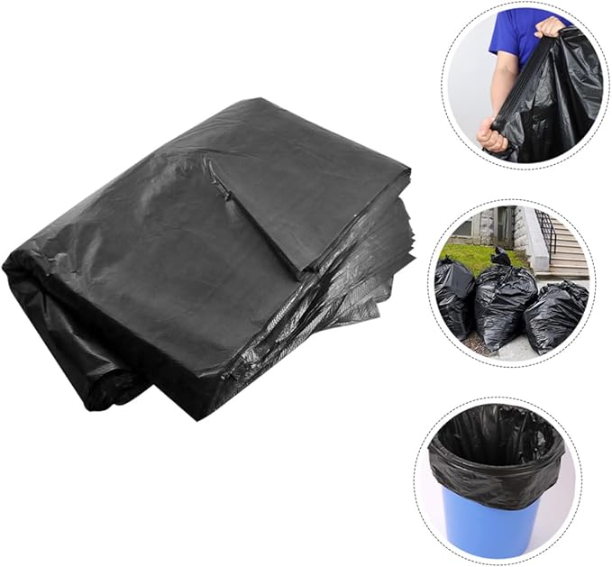 Alasum Extra Large Commercial Garbage Bags 50pcs 80x100cm Contractor Trash Bags Heavy Duty Black for Outdoor Kitchen Office and Garden Waste Disposal