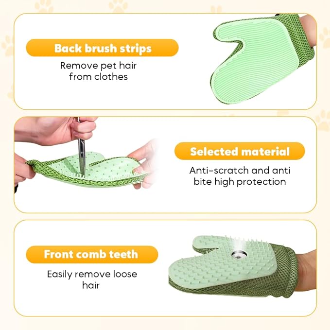 2025 New Pet Hair Removal Glove Upgrade Electrostatic Pet Grooming Gloves for Cats and Dogs Efficient Cat Gloves