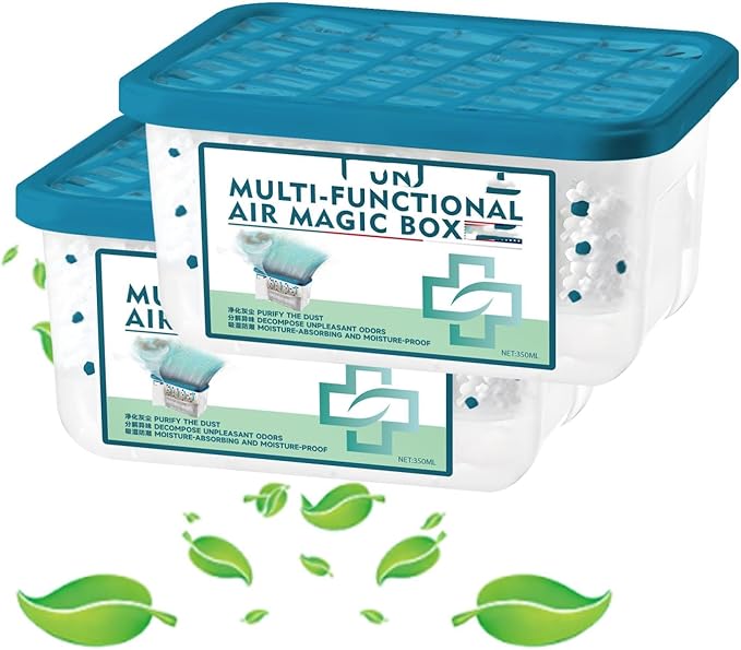 Indoor Air Purification Dust Removal Magic Box Dust Control Odor Absorbing Magic Box Plant Extract Formula Multi-Purpose Room Deodorizer for Home Bedroom Closet Office (350g*2pcs)