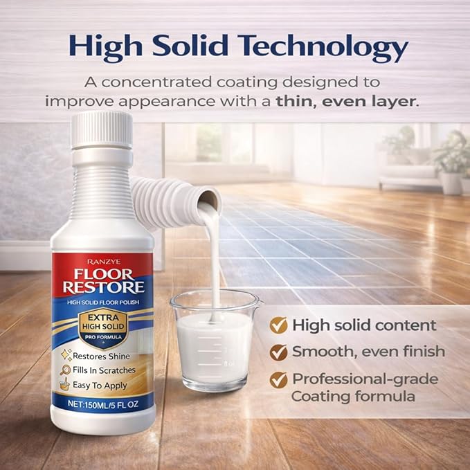 Floor Restore – High Solid Floor Restorer for Wood &amp Hard Floors Concentrated Coating to Restore Shine &amp Cover Fine Scratches Easy Mop-On Application