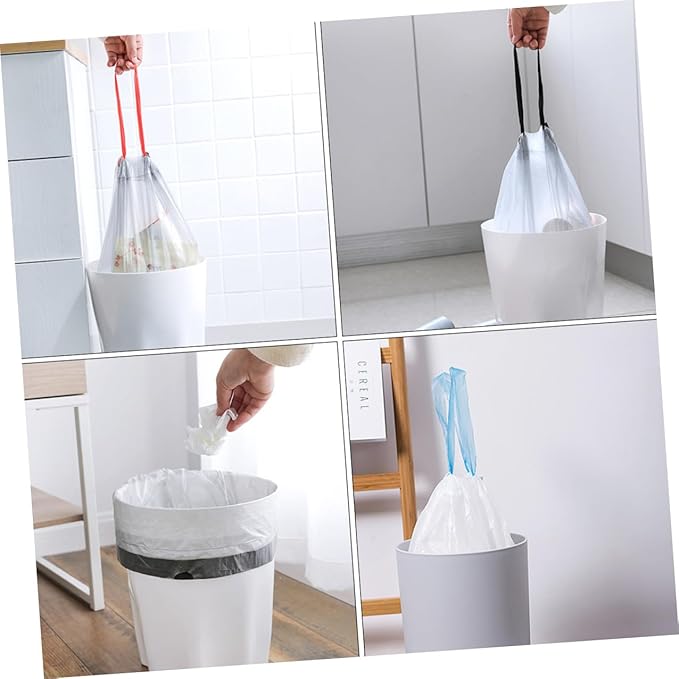 Ciieeo Drawstring Trash Bags Disposable Garbage Bags 90pcs with Handles for Kitchen and Household Waste Management Random Color