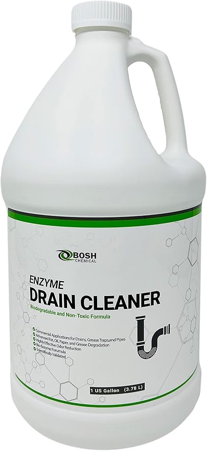 Bosh Chemical Enzyme Drain Cleaner | Attacks Grease Fats and Paper Buildup in Drains Septic Tanks Grease Traps Pipes | Odor Control (1 Gallon)