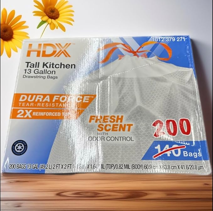 Tail kitchent 13 gallon Drawstring Bags fresh scent 1 Pack -200 count