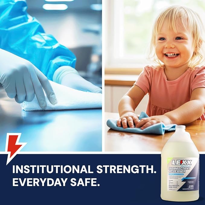 LEXX® RTU Broad Spectrum Disinfectant &amp Cleaner - EPA Registered Kills 99.99% of Bacteria - Hospitals Schools Offices Homes - Citric Acid Safer Choice Non-Toxic No Bleach - 128 fl. oz.